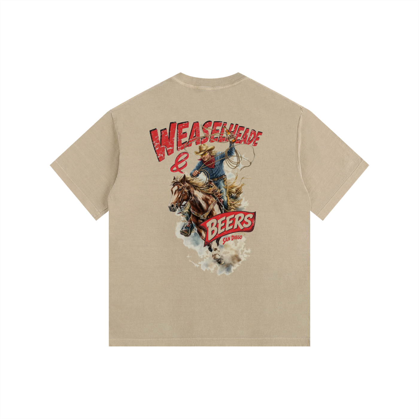 'Weaslheade & Beers' Oversized Cotton T-Shirt