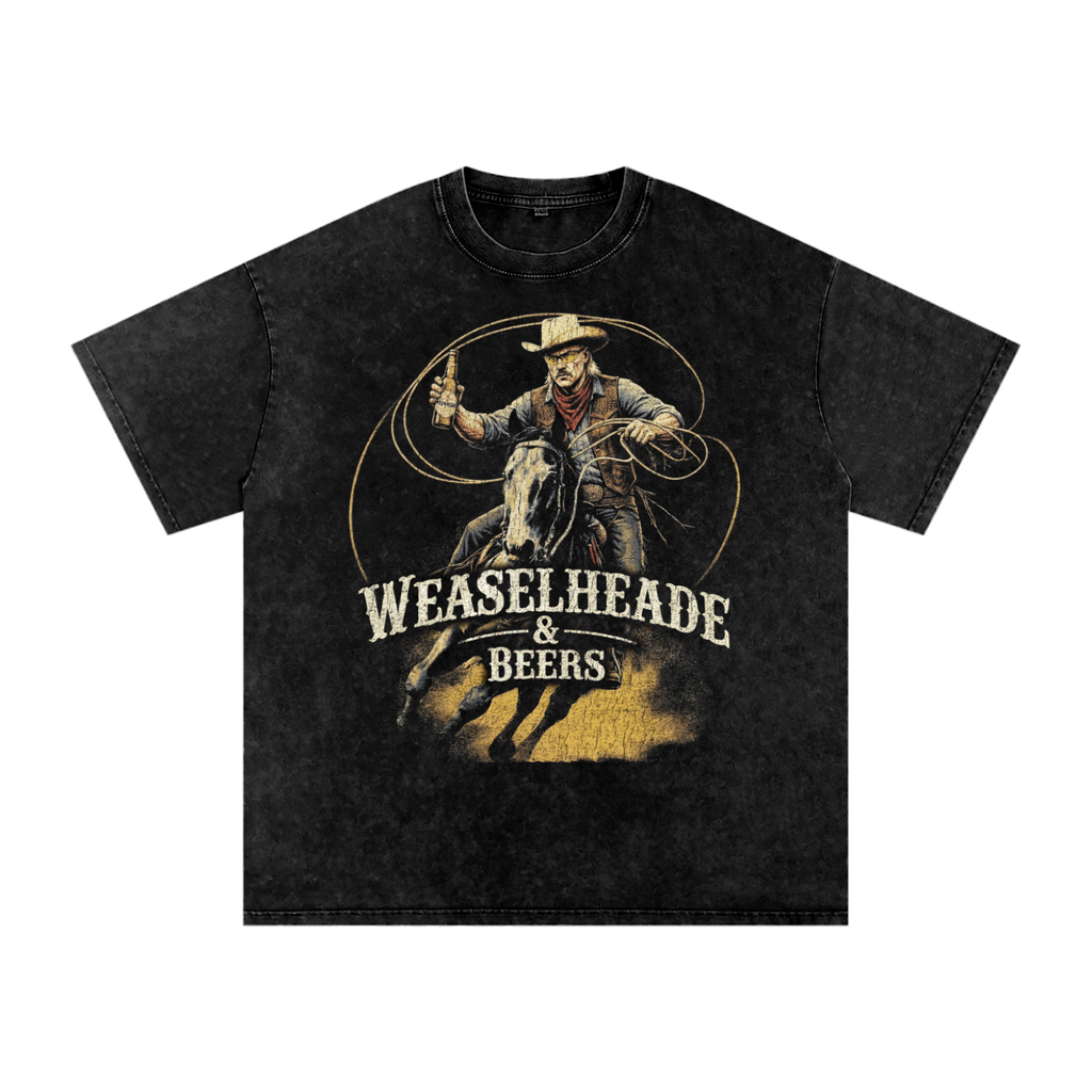 'Weaselheade RedM' Snow Washed Oversized Cotton T-Shirt