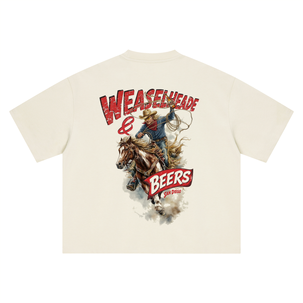 'Weaselheade & Beers' Boxy Oversized T-Shirt