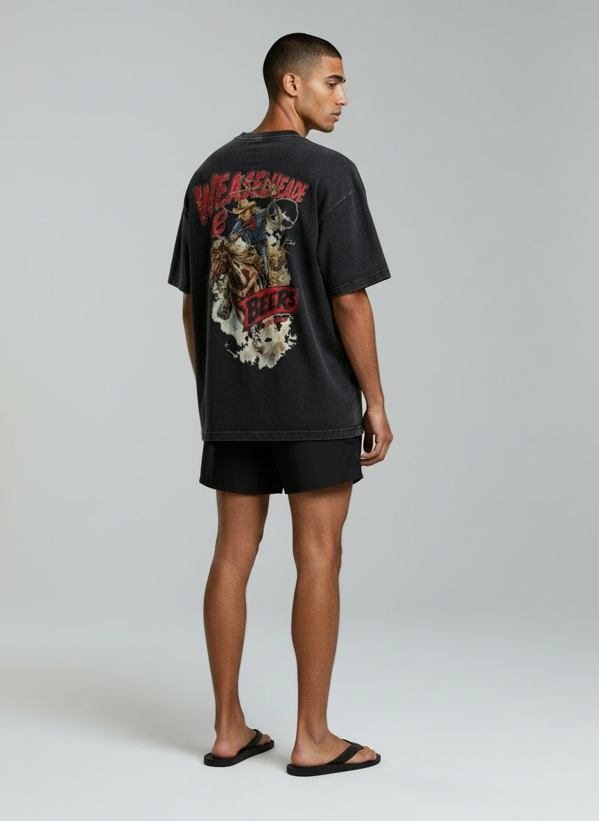 'Weaselheade & Beers' Boxy Oversized T-Shirt