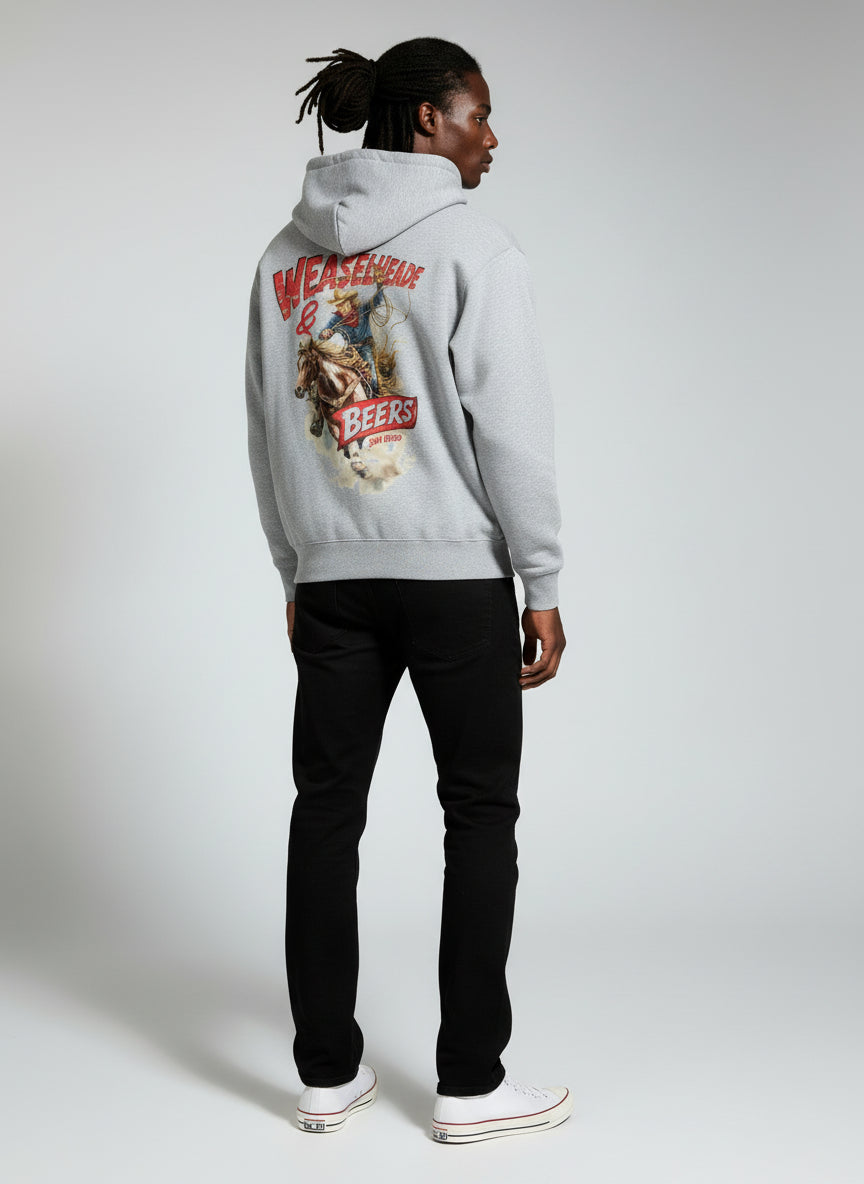 'Weaselheade & Beers' Heavyweight Pocket Hoodie