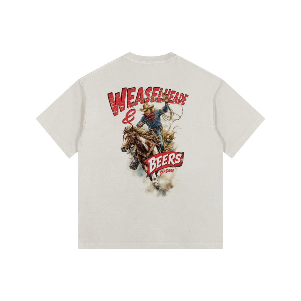 'Weaslheade & Beers' Oversized Cotton T-Shirt