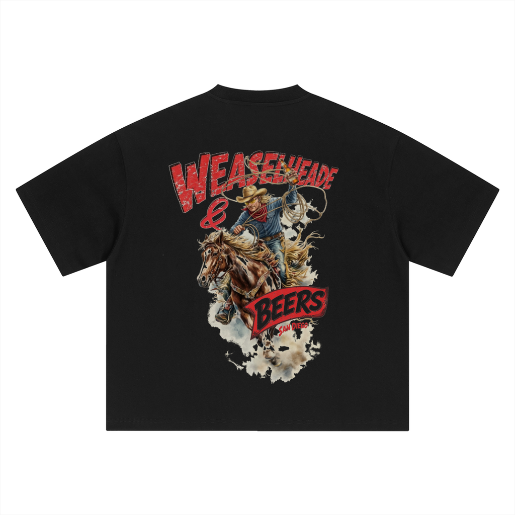 'Weaselheade & Beers' Boxy Oversized T-Shirt